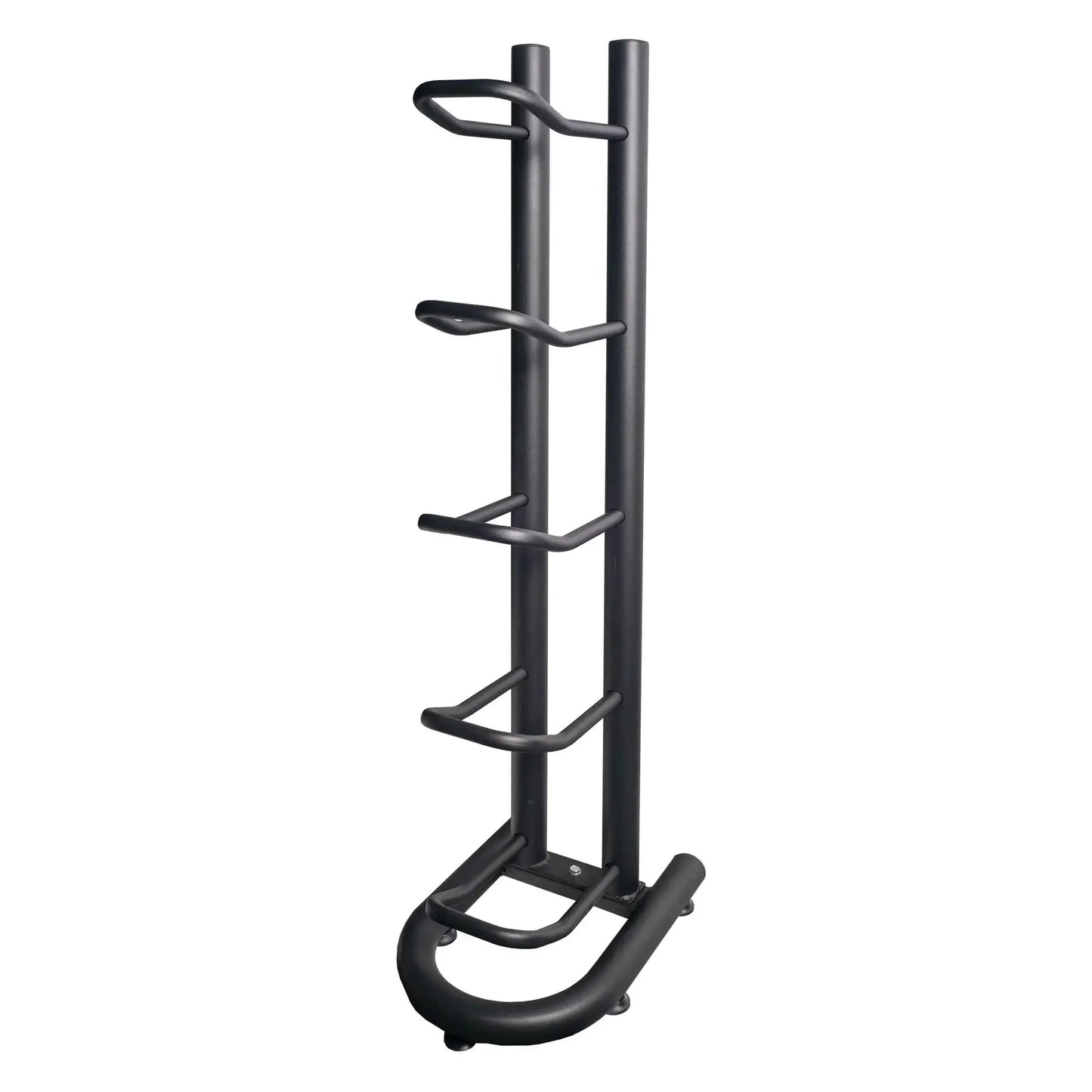 Vertical 5-ball single-sided storage rack for medicine balls by Gym Gear, made of durable metal with a sleek finish.