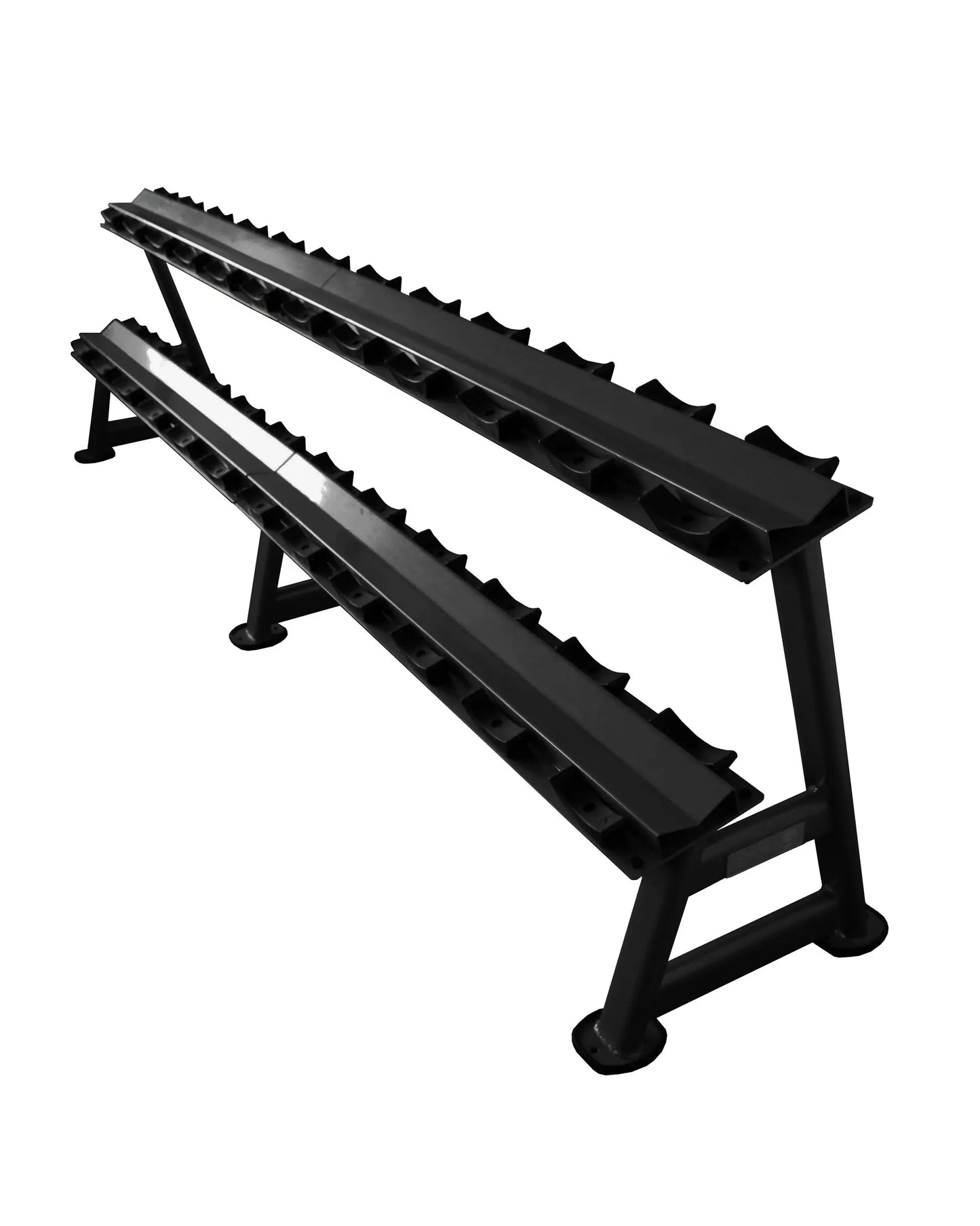 Black Gym Gear 12-pair 2-tier storage rack for organized shoe and accessory storage in gym or home.