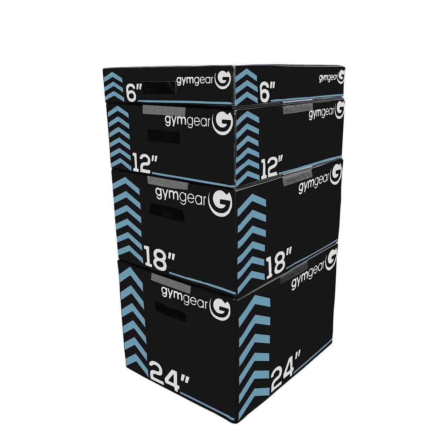 Stacked Gym Gear soft plyometric boxes for jumping and training exercises, made of durable, cushioned material for safe workouts.