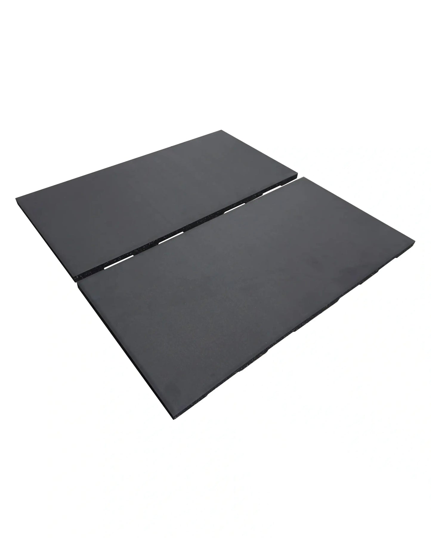 Black rubber gym floor tile by Gym Gear, 30mm thick, 1m x 0.5m, ideal for durable exercise and weight room flooring.