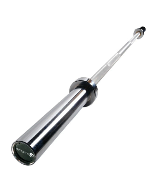 6ft Olympic aluminium technique barbell from Gym Gear with knurled grip and weight markings, ideal for strength training.