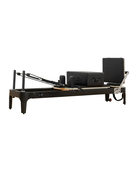 Aluminium Pilates Reformer by Gym Gear, showing the sleek frame and adjustable components for full-body Pilates workouts.