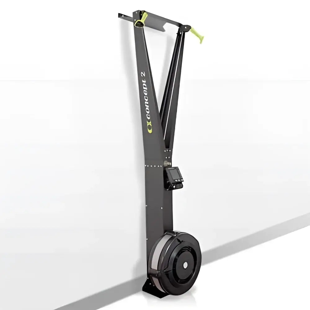 Concept2 SkiErg cross-country ski trainer with handles and footrests, used for cardio workouts and endurance training.