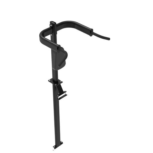 Gym Gear Elite Series chin-up attachment for multi-gym, featuring padded grips and sturdy construction for vertical knee raises.
