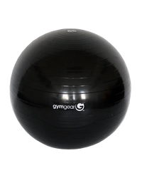 Black Gym Gear gym ball used as studio exercise equipment, featuring a textured surface for stability and balance training.