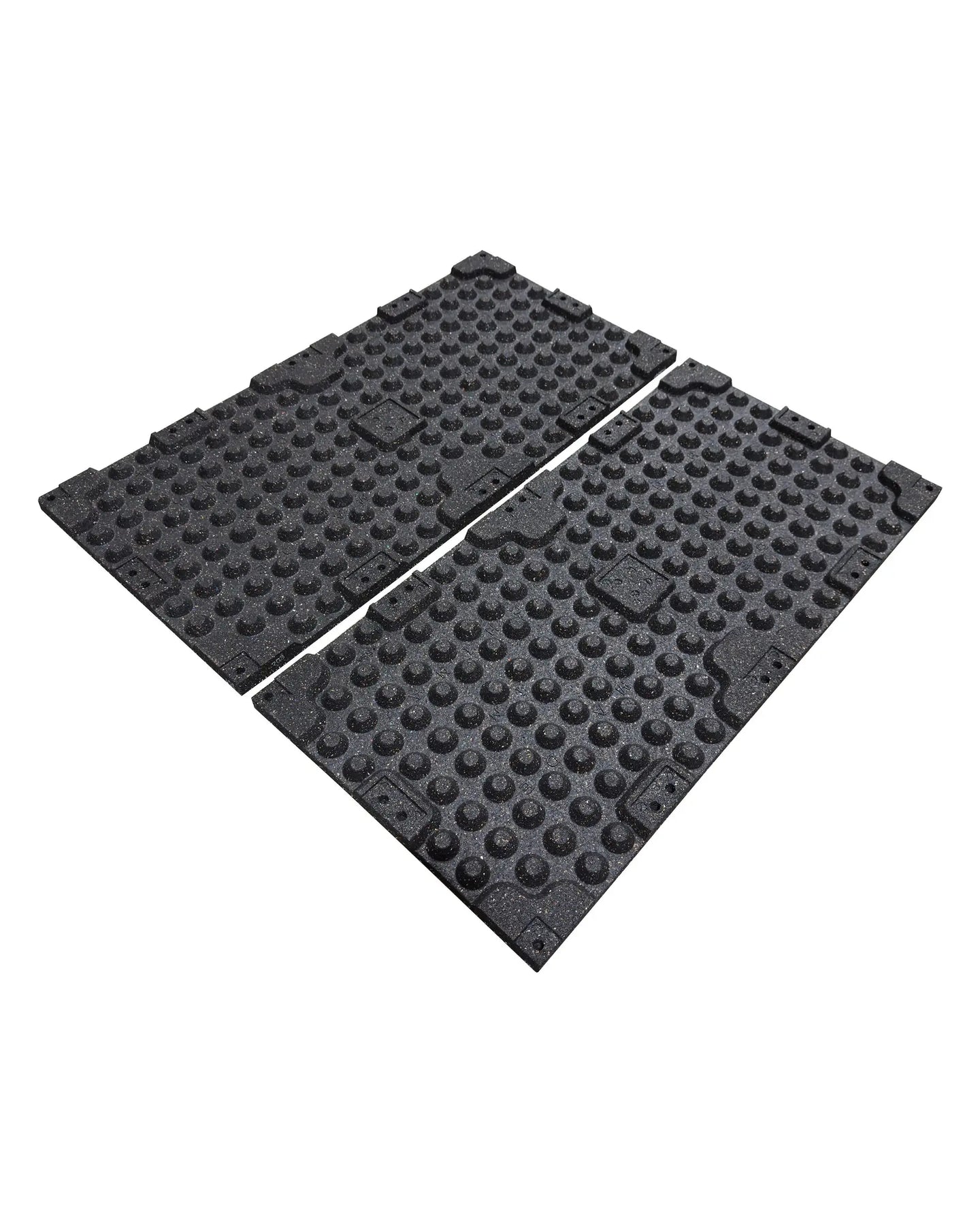 Gym Gear black rubber flooring tile with grey fleck, 30mm thick, designed for gym undercarriage and durable exercise spaces.