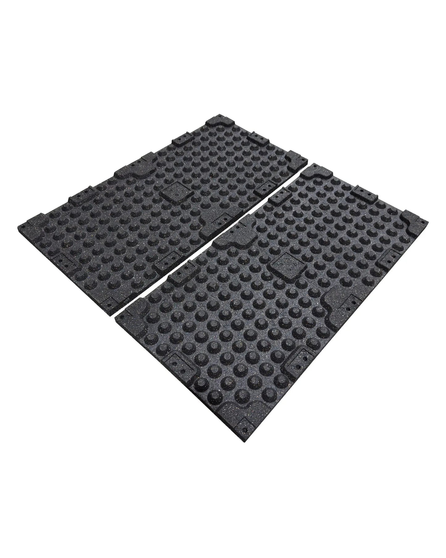 Gym Gear black rubber flooring tile with grey fleck, 30mm thick, designed for gym undercarriage and durable exercise spaces.