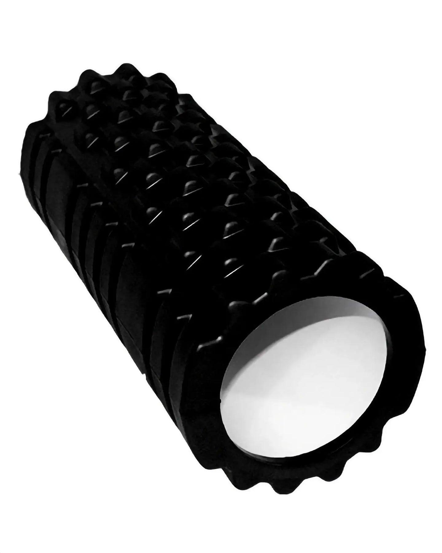 Black Gym Gear deep tissue foam roller for muscle relief and recovery, designed for studio use.