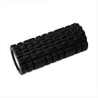 Black Gym Gear deep tissue foam roller with textured surface for muscle relief and fascia release, designed for studio use.