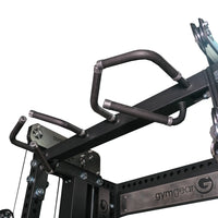 Gym Gear Elite Series DAP Half Rack Combo pin-loaded gym equipment with sturdy steel frame and adjustable safety bars.