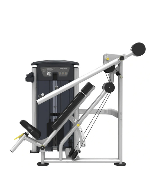 Gym Gear Perform Series multi press pin-loaded gym equipment with adjustable weight plates for strength training and muscle building.