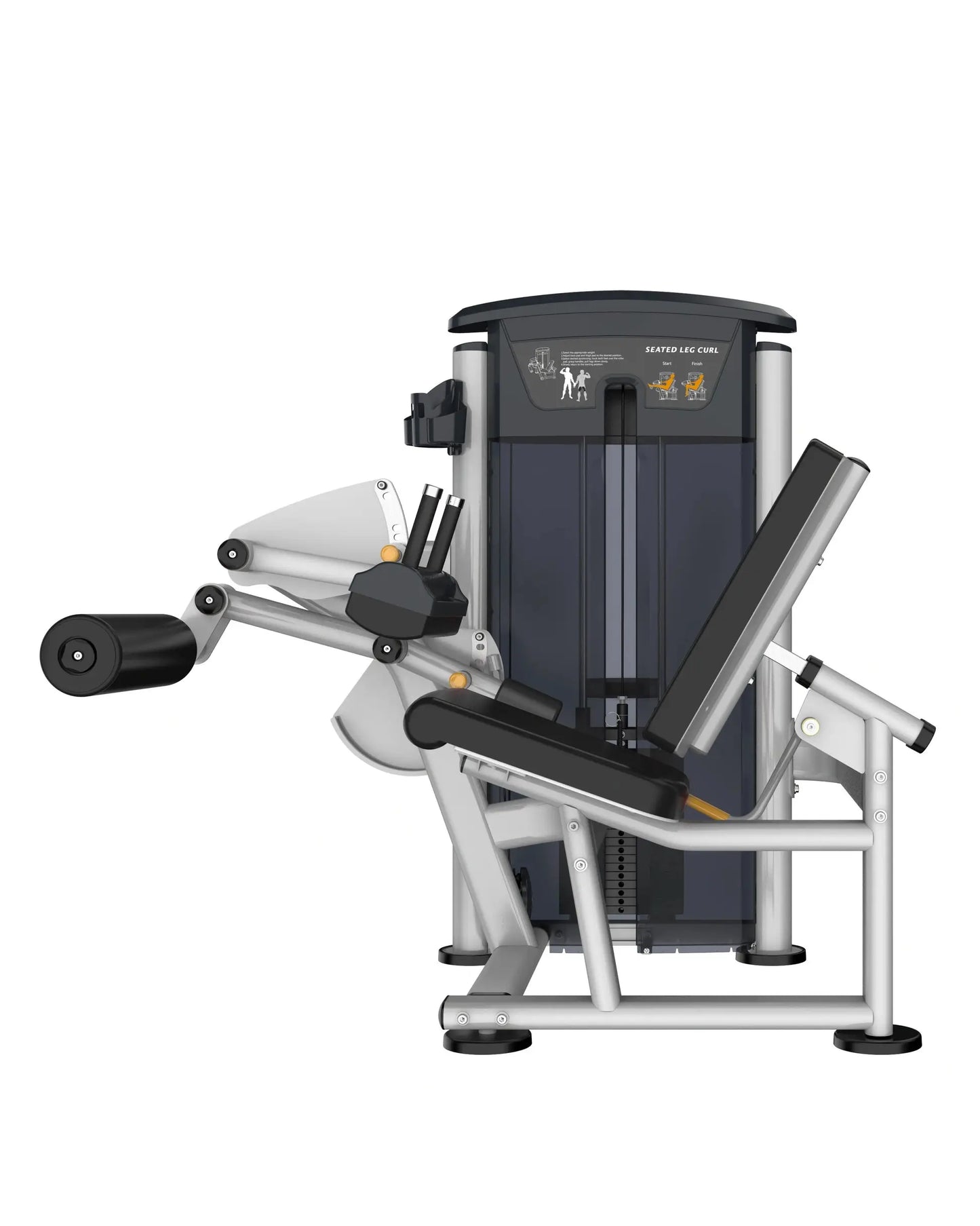 Gym Gear Perform Series Seated Leg Curl machine, pin-loaded gym equipment for hamstring exercises, shown in a gym setting.