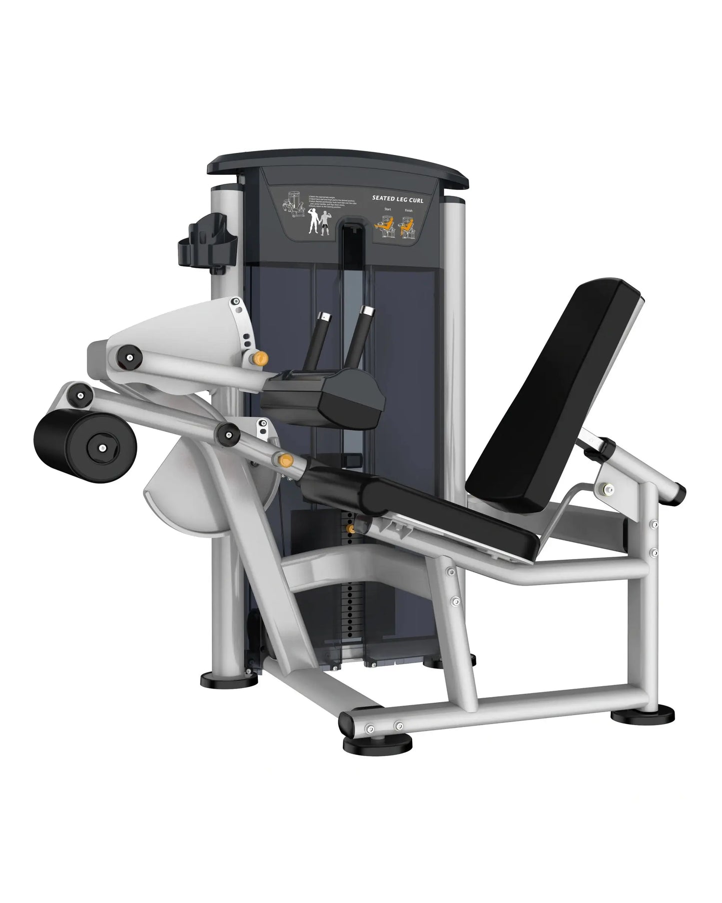 Gym Gear Perform Series seated leg curl machine with pin-loaded design for targeting hamstrings during workouts.