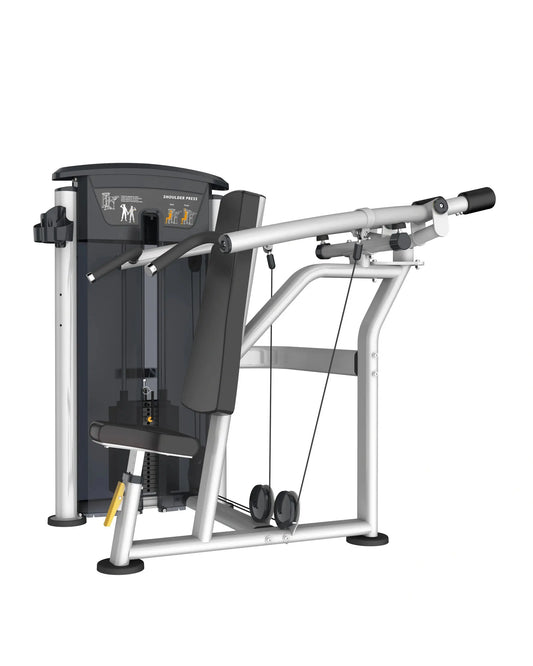 Gym Gear Perform Series shoulder press machine with pin-loaded design for upper body strength training.