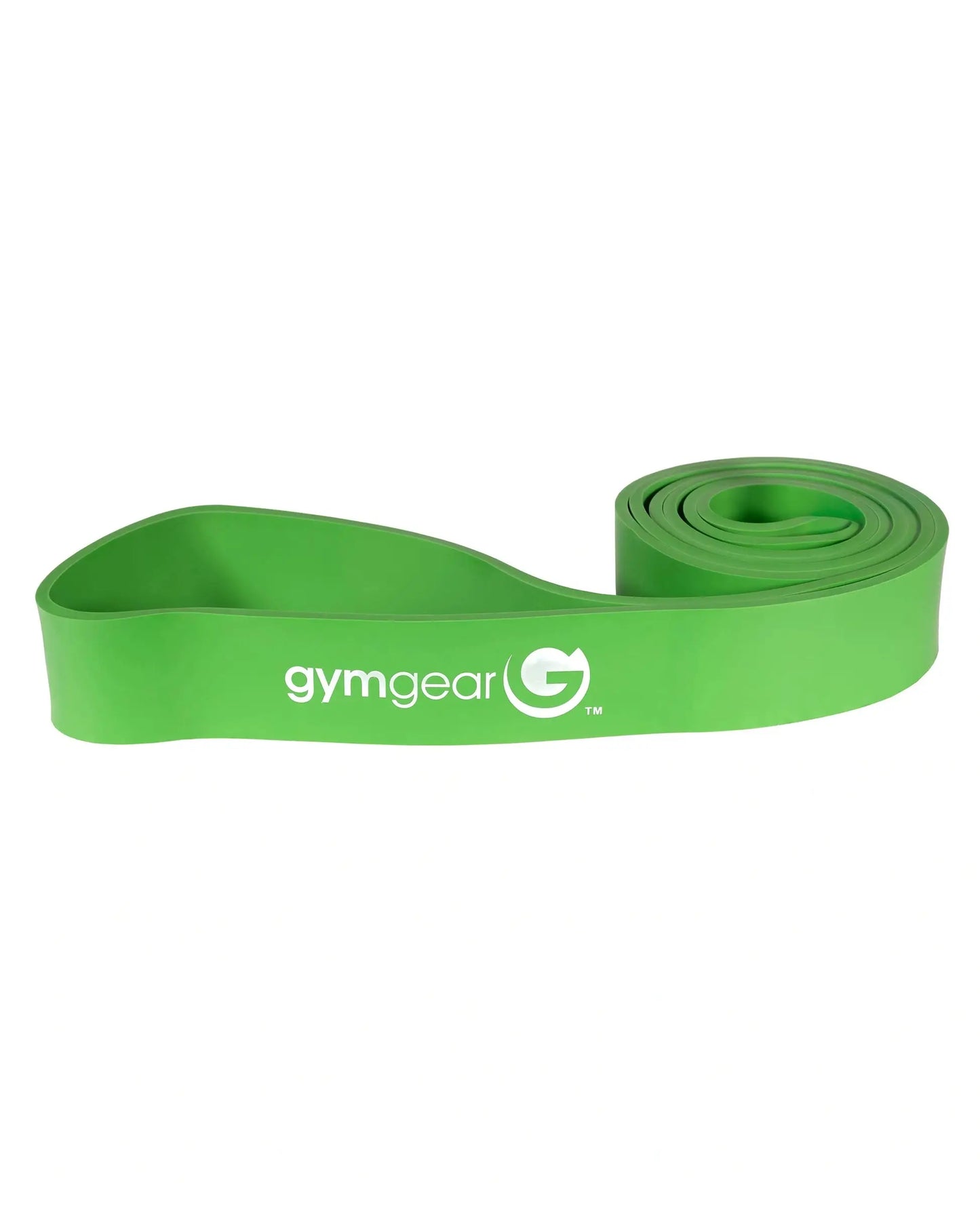 Green Gym Gear Powerband, 44mm studio resistance band for strength training and fitness exercises.