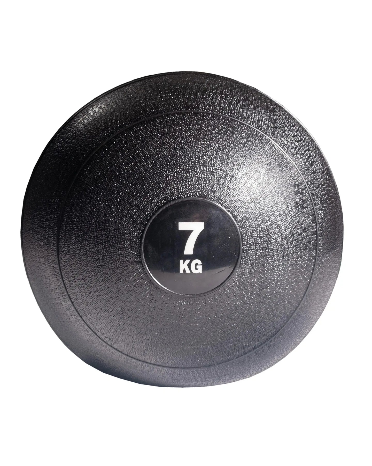 Gym Gear 7kg slam ball for strength training, showing a durable black rubber exterior and weight markings.
