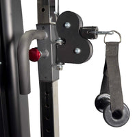 Gym Gear Pro Series dual adjustable pulley with full shroud, pin-loaded, showcasing the sleek, sturdy design for strength training.