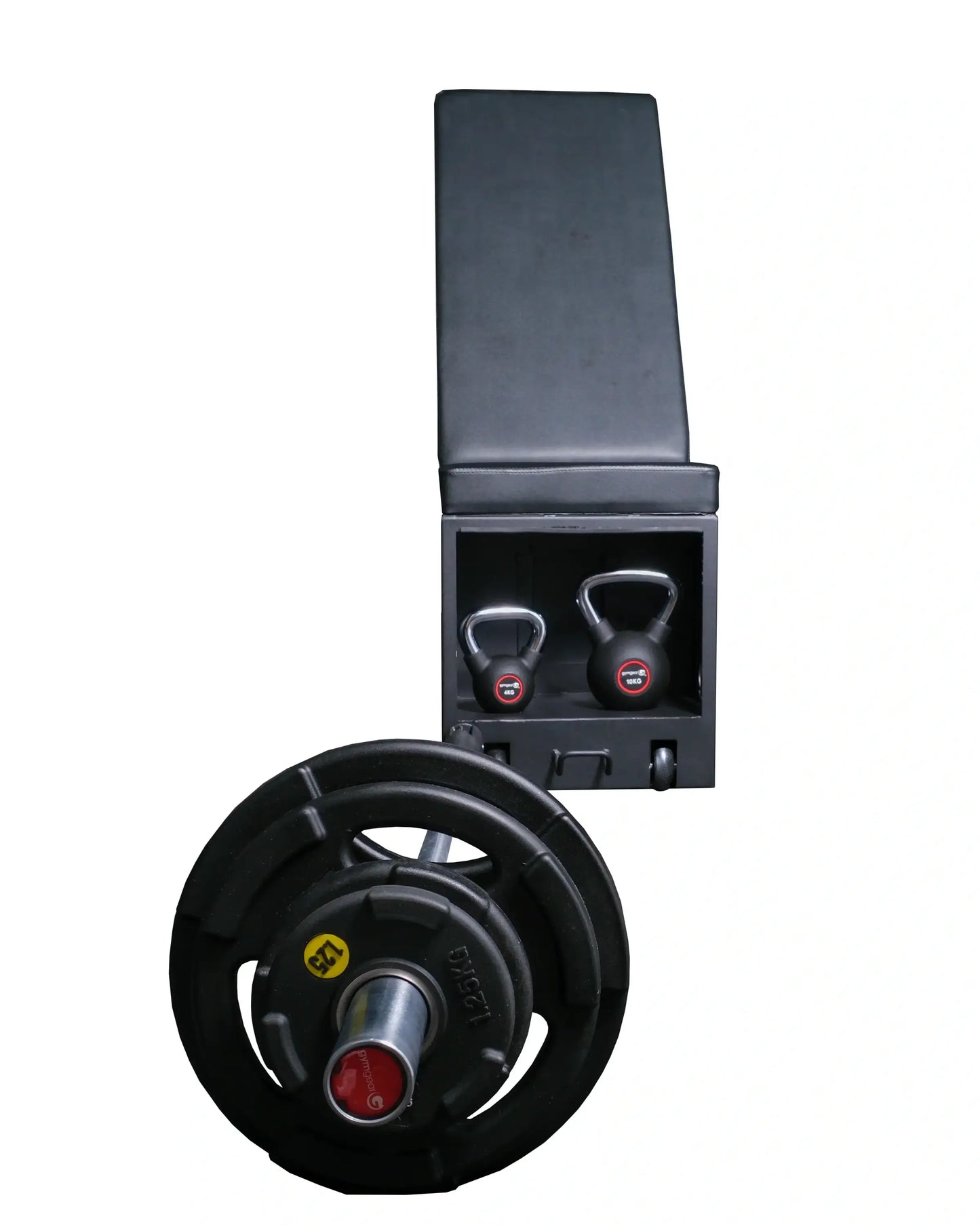 Gym Gear Pro Series Studio HIIT Bench, high-res image showing adjustable black workout bench with sturdy frame and padded seat.