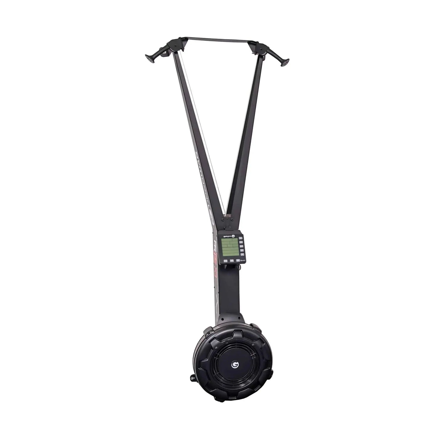 Wall-mounted Ski Max 2.0 cardio machine by Gym Gear, featuring handles and digital display for effective ski simulation workouts.