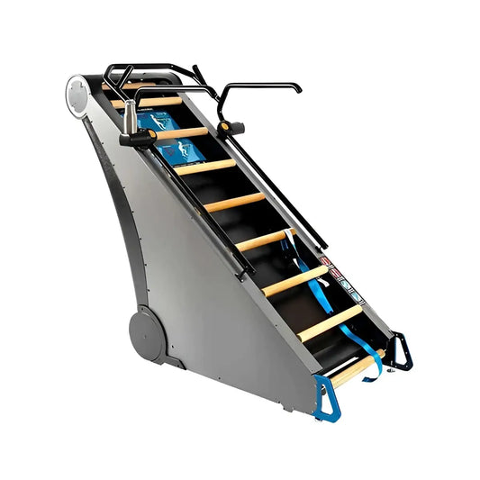 StairMaster Jacobs Ladder X stair climber with large climbing ladder and digital console, showing sturdy frame and textured steps.