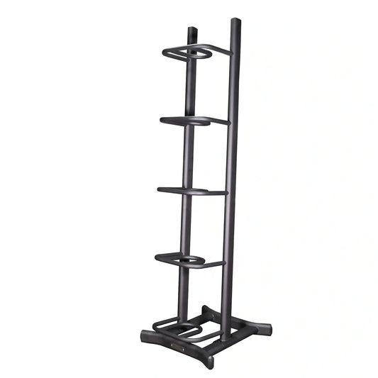 Gym Gear wall ball storage rack holding five fitness balls for organized wall-mounted storage in a home or gym setting.